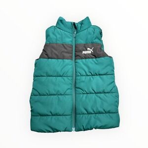 Puma Kids Teal Black‎ Colorblock Puffer Vest Full Zip Quilted PBF24-11904 Size 6